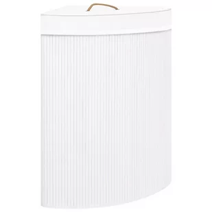 vidaXL Bambusowy kosz na pranie, narożny, biały, 60 L vidaXL - Kosze na bieliznę - miniaturka - grafika 1