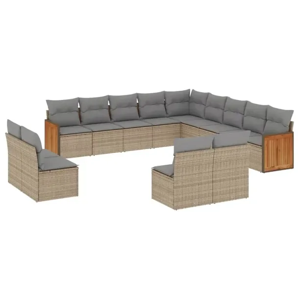 Zestaw mebli ogrodowych modułowych beżowych z poduszkami 55-62 x 69 cm