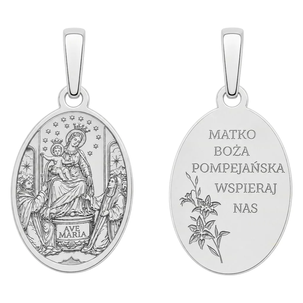 Medalik srebrny Ag 925 rodowany M.B. Pompejańska MDC150R