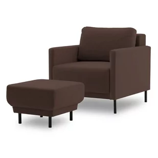 Fotel welurowy z podnóżkiem, Laya 70, brązowy - Fotele - miniaturka - grafika 1