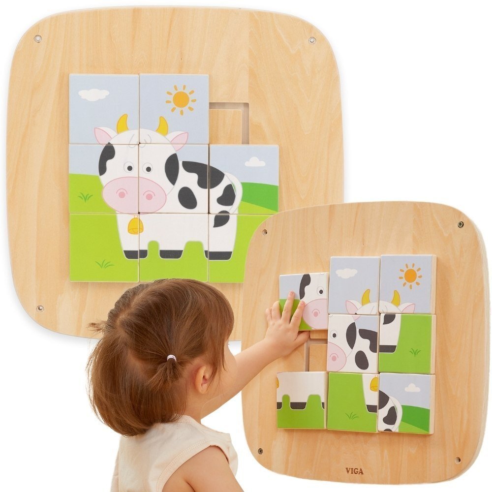 Viga Toys VIGA Drewniana Tablica Manipulacyjna Sensoryczna Układanka Obrazkowa 44814