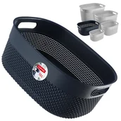 Pojemniki biurowe - Koszyk prostokątny 12L Curver Filo Recycled, granatowy - miniaturka - grafika 1