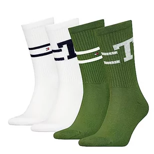Tommy Hilfiger Skarpety męskie CLSSC (4 sztuki), zielony wojskowy/biały, 39-42 EU - Skarpetki męskie - miniaturka - grafika 1