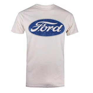 Koszulki męskie - Ford T-shirt męski z logo, beżowy (Natural Nat), XL - grafika 1