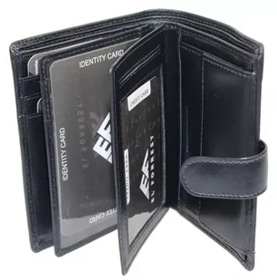 Portfel Męski Skórzany EL FORREST Duży Pionowy Z Zapięciem Dwa Skrzydełka 852 301 RFID GRANATOWY Z SZARĄ NITKĄ 13 x 9.5 x 3 [cm] - Portfele - miniaturka - grafika 10