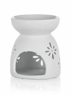 Ozdoby bożonarodzeniowe - Aroma lampa porcelanowa 8,5x9cm, płatki, biała - miniaturka - grafika 1
