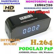 Kamery IP - Szpiegowska Kamera FULL HD WiFi/P2P Dzienno-Nocna (Cały Świat!) Ukryta w Zegarku Biurkowym + Zapis.. - miniaturka - grafika 1