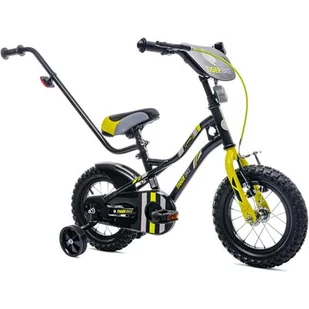Sun Baby Rowerek dla chłopca 12 cali Tiger Bike z pchaczem czarno - żołto - szary J03.019.1.2 - Rowerki trójkołowe - miniaturka - grafika 1