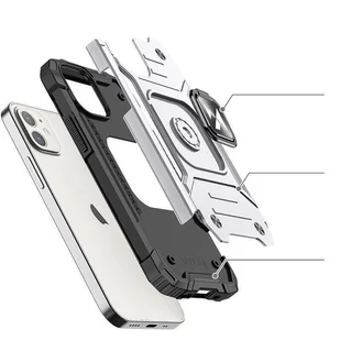 Wozinsky Ring Armor etui iPhone 14 pancerny pokrowiec uchwyt magnetyczny ring srebrne - Etui i futerały do telefonów - miniaturka - grafika 4