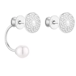 Srebrne asymetryczne kolczyki medaliony z perłami SWAROVSKI® CRYSTAL - Kolczyki Srebrne asymetryczne kolczyki medaliony z perłami SWAROVSKI® CRYSTAL - Kolczyki - miniaturka - grafika 1