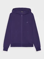 Bluzy sportowe damskie - Damska bluza dresowa rozpinana z kapturem 4F 4FWMM00TSWSF1763 - granatowa - miniaturka - grafika 1