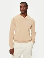 Swetry męskie - Lacoste Sweter AH1951 Beżowy Regular Fit - miniaturka - grafika 1