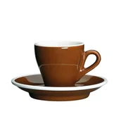 Filiżanki - Cilio Milano - porcelanowa filiżanka do espresso ze spodkiem, 50 ml, brązowo-biała, CI-215090 - miniaturka - grafika 1
