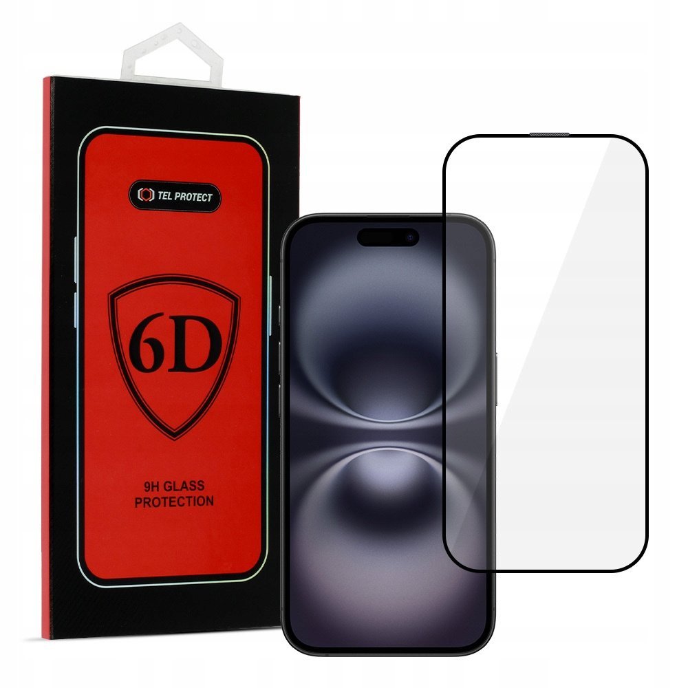 Hartowane szkło Full Glue 6D do IPHONE 16 PLUS CZARNE