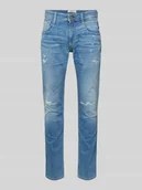 Spodnie męskie - Jeansy o kroju slim fit z efektem znoszenia model ‘Anbass’ - miniaturka - grafika 1