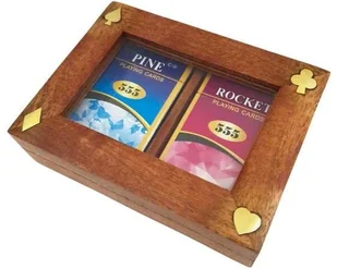 Dwie talie kart w drewnianym pudełku ze szklanym topem - DNU-007 - Gry planszowe - miniaturka - grafika 1