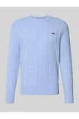 Swetry męskie - Sweter z dzianiny o kroju regular fit z czystej wełny - Lacoste - miniaturka - grafika 1