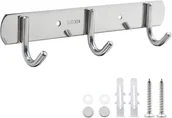 Zawiasy, okucia i inne akcesoria - Wieszak na ubrania ze stali nierdzewnej z 3 haczykami – do sypialni, garderoby, łazienki i kuchni - miniaturka - grafika 1