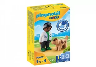 Playmobil 1.2.3 Lekarz weterynarii z psem 70407 70407 - Klocki - miniaturka - grafika 1
