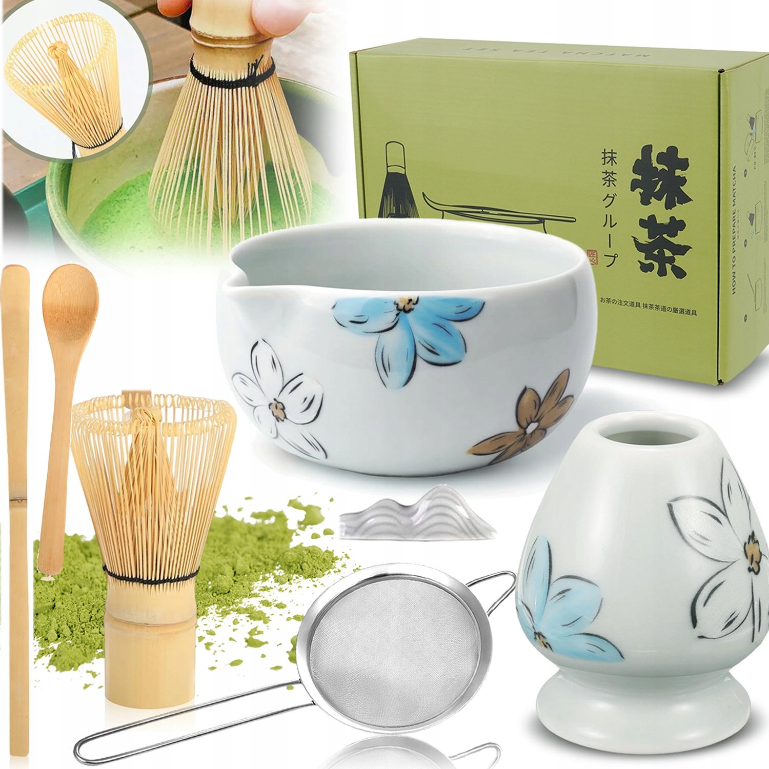 Zestaw Narzędzi Do Matchy Japońska Matcha Akcesoria Bambusowe Ceramiczn 8W1