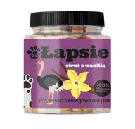 Przysmaki dla psów - HAPPY SNACKY ŁAPSIE STRUŚ Z WANILIĄ 300G - miniaturka - grafika 1