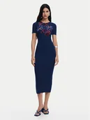 Sukienki - Desigual Sukienka codzienna 25SWVF13 Granatowy Slim Fit - miniaturka - grafika 1