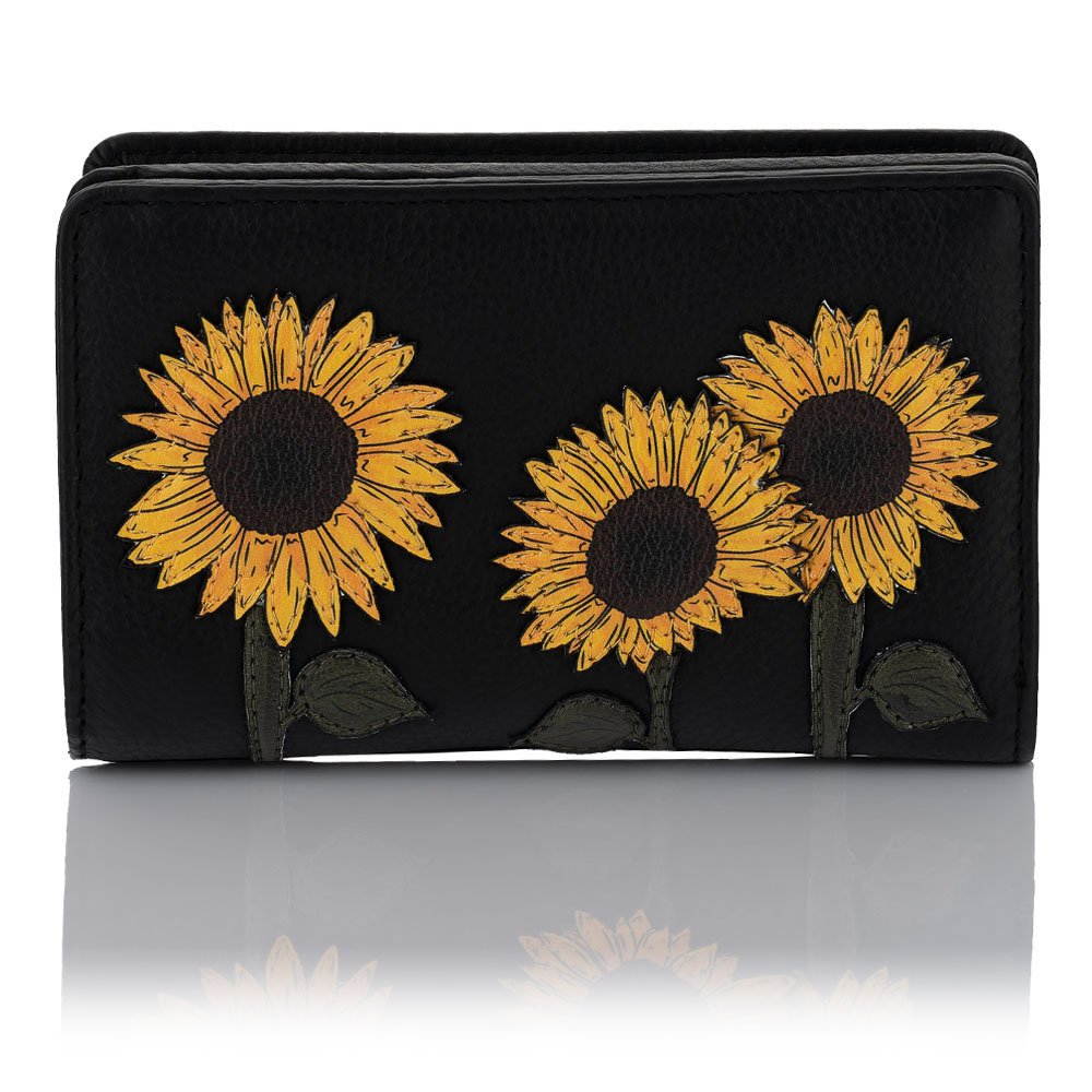 Czarny portfel damski Słoneczniki Yoshi Y1089