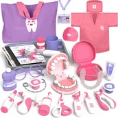 Zabawy w naśladowanie dorosłych - ZESTAW MAŁEGO LEKARZA DENTYSTA DLA DZIECI PREZENT PRZEBRANIE AKCESORIA - miniaturka - grafika 1