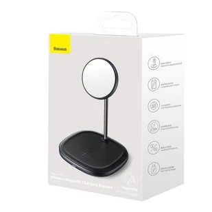 Baseus 2w1 bezprzewodowa ładowarka Qi / uchwyt magnetyczny bezprzewodowa ładowarka Qi do MagSafe 10W czarny (WXSW-C01) - Ładowarki do telefonów - miniaturka - grafika 5
