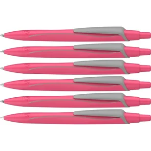 Schneider 131929 Reco Neon Edition długopis (z tworzywa sztucznego pochodzącego z recyklingu, wyróżniony niebieskim aniołem, kolor wkładu: niebieski) neonowy różowy, 6 sztuk - Długopisy - miniaturka - grafika 1