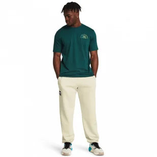 Męskie spodnie treningowe Under Armour Project Rock Hwt Terry Jgr - kremowe - UNDER ARMOUR - Spodnie sportowe męskie - miniaturka - grafika 1