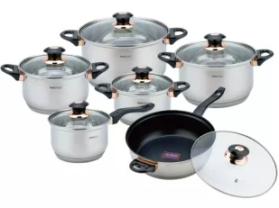 Nowoczesny komplet garnków ze stali nierdzewnej czarne z półkami połysk Z6-G42 - Zestawy garnków i patelni - miniaturka - grafika 1