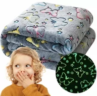 Koce i narzuty dla dzieci - KOC ŚWIECĄCY W CIEMNOŚCI 150X200 MOTYLKI MIĘKKI MIŁY PLED DLA DZIECI GLOW - miniaturka - grafika 1