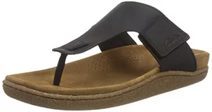 Clarks Męskie klapki japonki pilota, czarna skóra, 10 UK - Klapki i japonki męskie - miniaturka - grafika 1