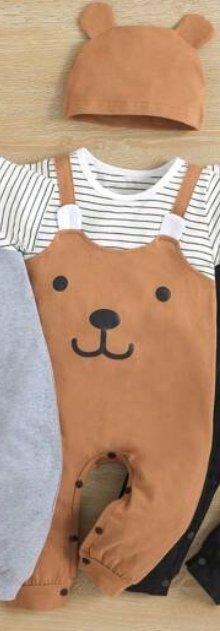 SHEIN ŚPIOCHY NIEMOWLĘCE BRĄZOWE Z CZAPKĄ 62cm VŹN