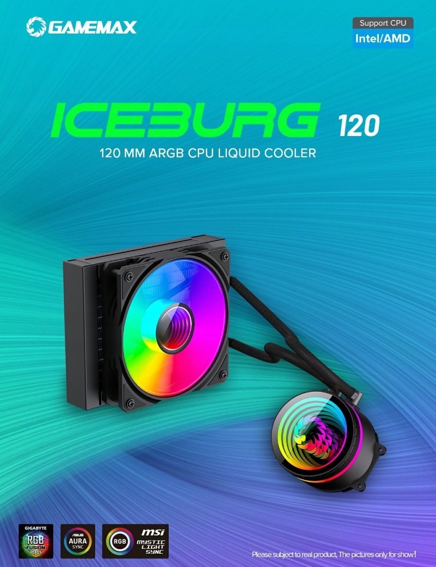 Chłodzenie wodne GameMax Gamemax CPU Liquid Cooler ICEBURG 120 BK Black Intel, AMD