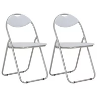 Krzesła - vidaXL Składane krzesła jadalniane, 2 szt., białe, sztuczna skóra - miniaturka - grafika 1