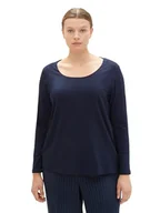 Koszulki i topy damskie - TOM TAILOR Damska koszulka z długim rękawem Plussize, 10668 - Sky Captain Blue, 46 - miniaturka - grafika 1