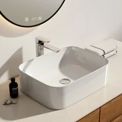 Umywalki - EMKE Umywalka nablatowa 50.5×38×15 cm, Prostokątna Umywalka ceramiczna łazienkowa, brylantowa biel - miniaturka - grafika 1