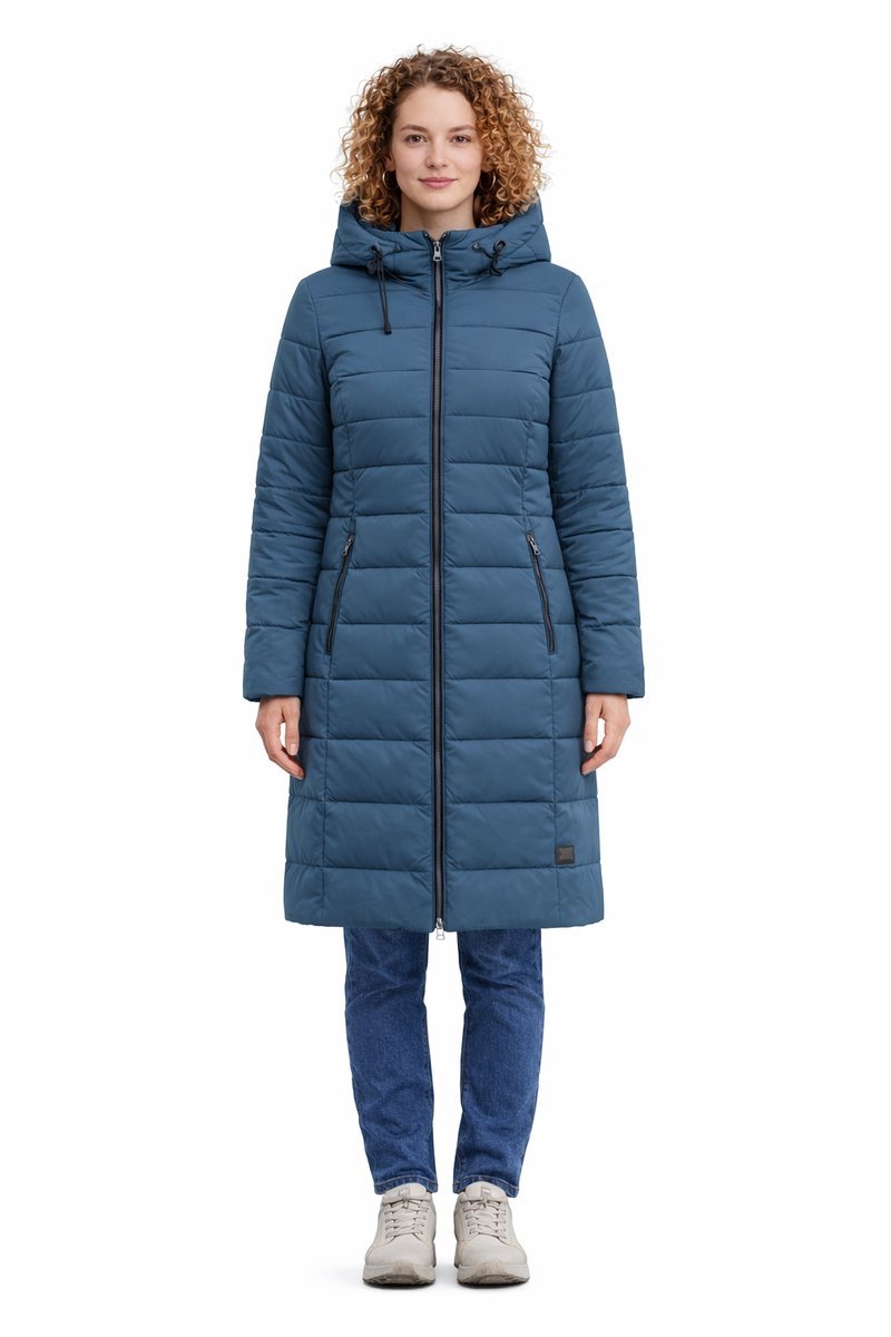 JACK WOLFSKIN PŁASZCZ PUCHOWY DAMSKI NIEBIESKI Z KAPTUREM L 1I1D