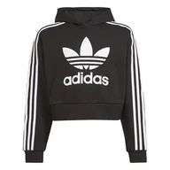 Bluzy dla dziewczynek - Bluza Dziecięca adidas H32337 Cropped Czarna 158 - miniaturka - grafika 1
