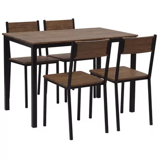 Beliani Zestaw do jadalni stół i 4 krzesła ciemne drewno z czarnym HAMRY - Stoły z krzesłami - miniaturka - grafika 1