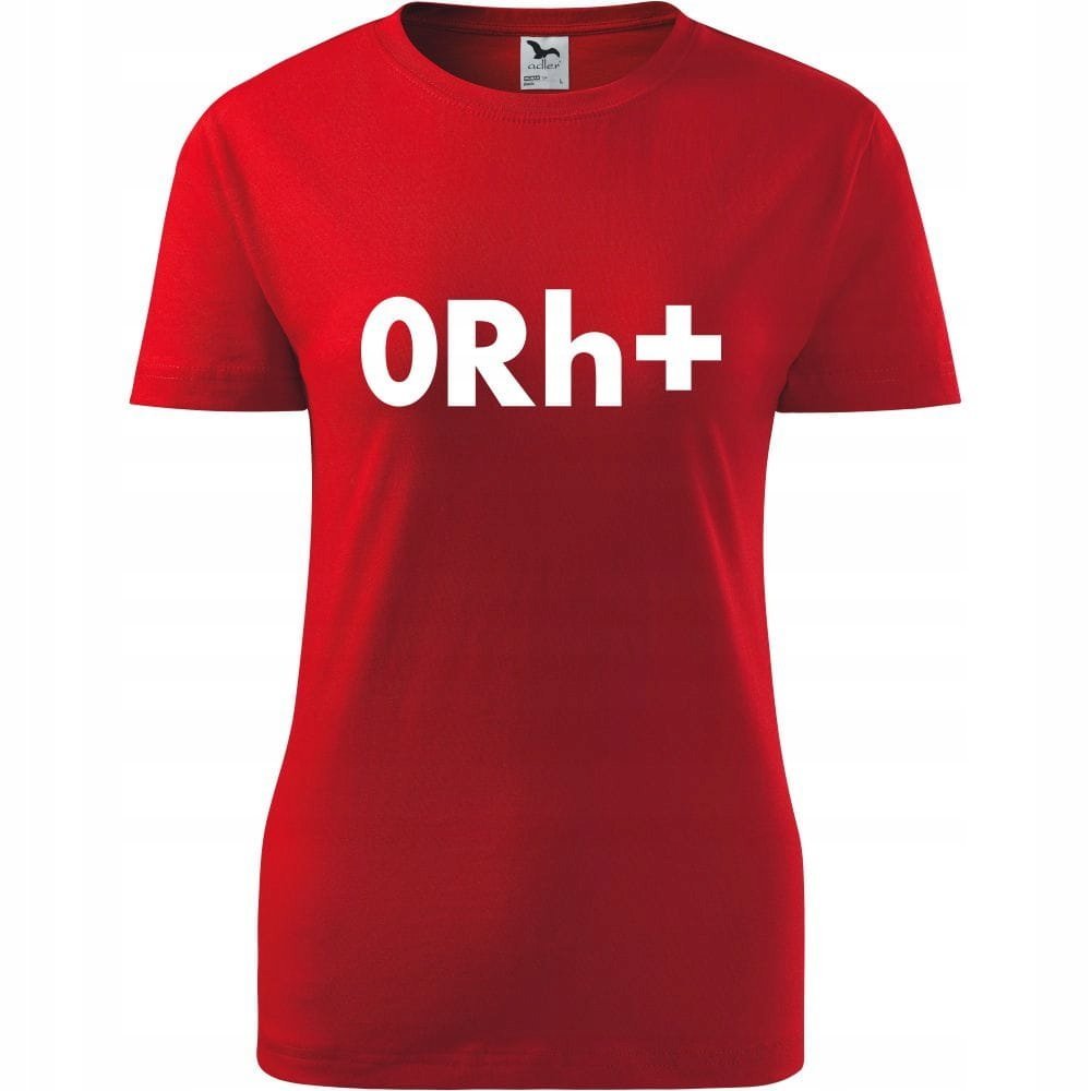 Damska Koszulka z Nadrukiem grupa krwi 0 rh+ Honorowy Dawca Krwi Prezent czerwony XL