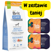 Sucha karma dla psów - BRIT CARE Dog Sustainable Adult Large Breed Chicken & Insect 12kg+2kg + Tails.com Adult 65% mięsa 12x400g - miniaturka - grafika 1