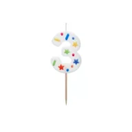 Urodziny dla dorosłych - PartyDeco Świeczka urodzinowa 3 biała konfetti 5.5cm - miniaturka - grafika 1