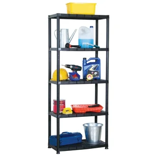 The Living Store Regał 5-poziomowy - czarny - 71 x 38 x 170 cm - plastik - Regał - Szafy i regały magazynowe - miniaturka - grafika 1