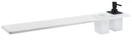 Półki łazienkowe - Sapho Abeline - Półka z dozownikiem i szklankami, długość 80 cm, kolor biały matowy/czarny AE802-0101-03 - miniaturka - grafika 1