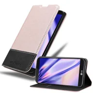 Etui i futerały do telefonów - Etui Cadorabo na telefon komórkowy LG K10 2016 w kolorze ROSE GOLD BLACK z zapięciem magnetycznym, funkcją podstawki i kieszenią na karty Etui ochronne Etui z klapką w stylu książki - miniaturka - grafika 1