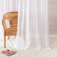 Firany - Długa gotowa firanka do salonu na taśmie marszczącej, Białe Groszki, rozmiar 140x250 cm - miniaturka - grafika 1