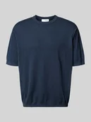 Koszulki męskie - Bluzka z dzianiny o kroju regular fit z mieszanki bawełny i lnu model ‘BERG SUN’ - miniaturka - grafika 1